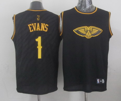 New Orleans Pelicans #1 Tyreke Evans Revolution 30 Swingman 2014 Black With Gold Jersey - Zenithce
