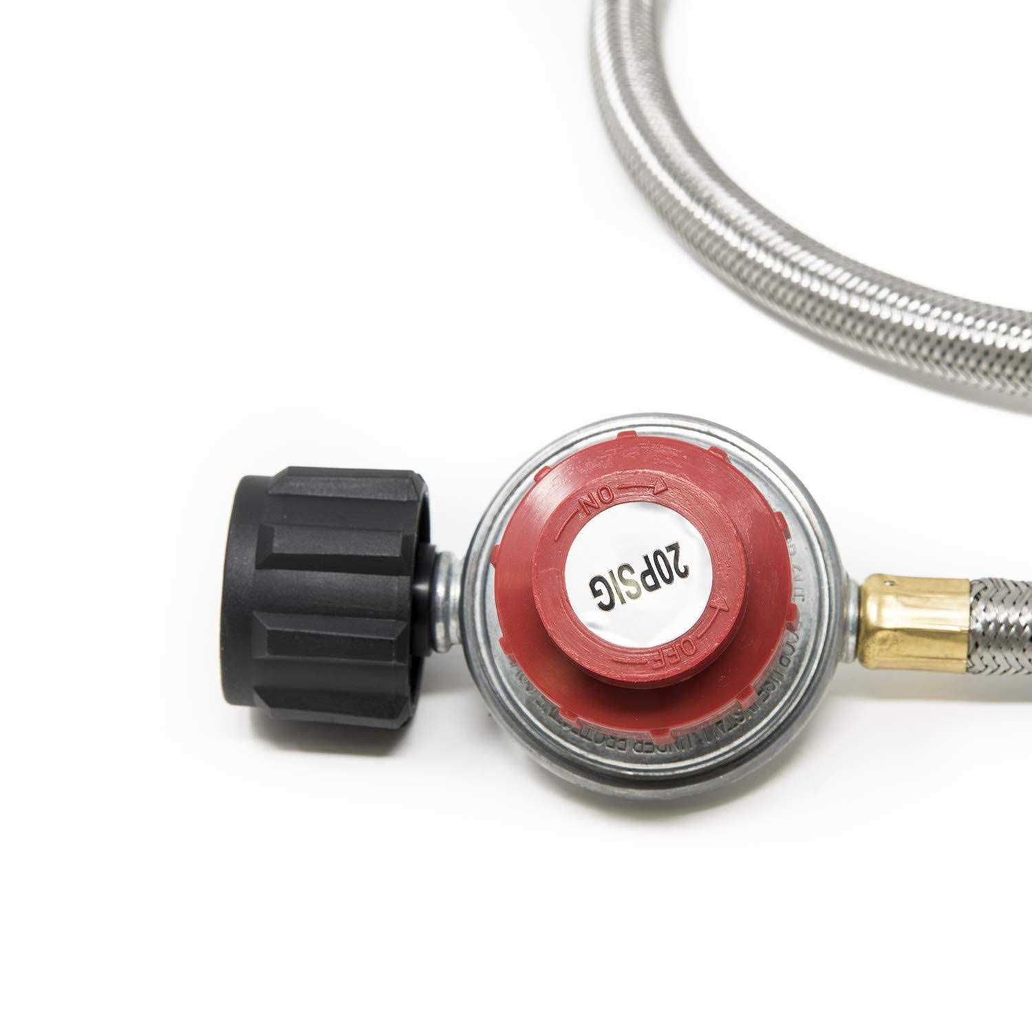 Gasone 2113 High Pressure Propane 0-20 PSI Regulator with 4ft Qcc-1 Type Steel Braided Hose - Zenithce
