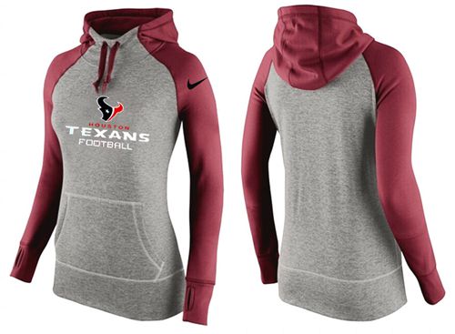 Women's Nike Houston Texans Performance Hoodie Grey   Red_2 - Zenithce