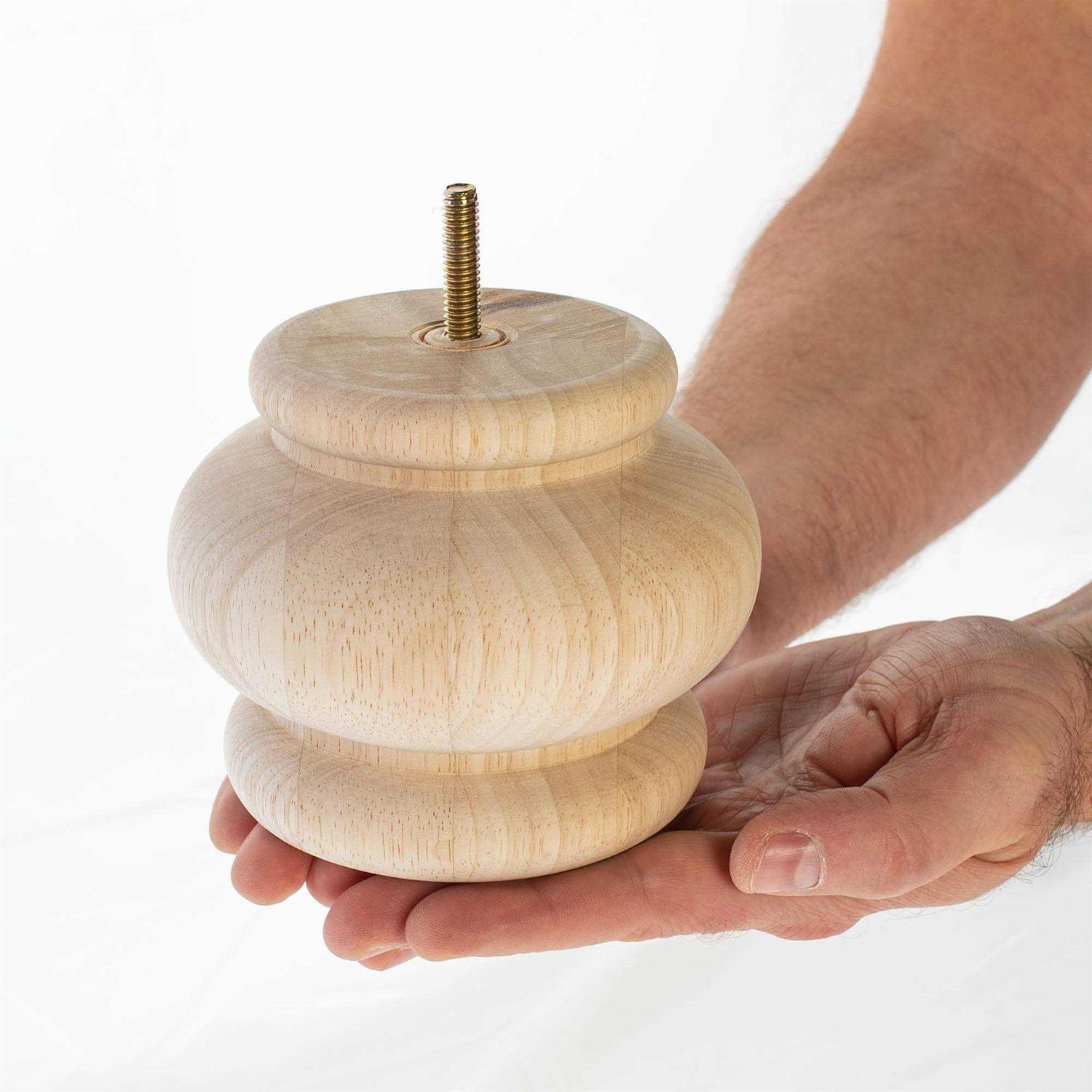 Outwater Unfinished Solid Hardwood Round Bun Foot - Zenithce