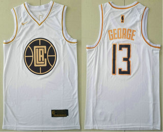 Los Angeles Clippers #13 Paul George White Golden Swingman Stitched Jersey - Zenithce