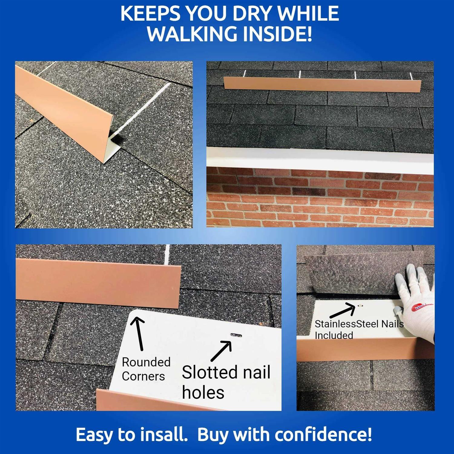 Eagle 1 Rain Gutter Valley Splash Guards, Straight or Bent Includes Screws and 1/4 Bit Driver - Zenithce