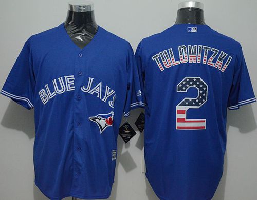Blue Jays #2 Troy Tulowitzki Blue USA Flag Fashion Stitched Jersey - Zenithce