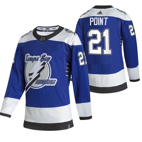 Tampa Bay Lightning #21 Brayden Point 2021 Blue Reverse Retro Stitched Jersey - Zenithce
