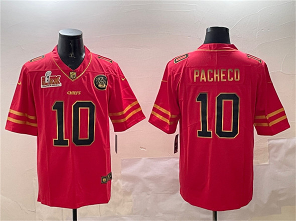 Kansas City Chiefs #10 Isiah Pacheco Red Gold 2025 Super Bowl LIX Patch Vapor Untouchable Limited Stitched Jersey - Zenithce