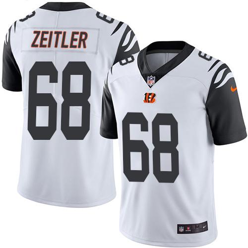 Bengals #68 Kevin Zeitler White Stitched Limited Rush Nike Jersey - Zenithce