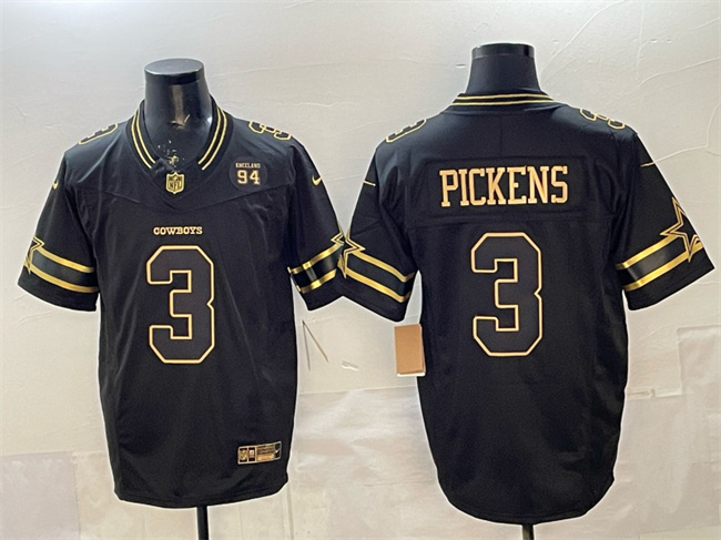 Dallas Cowboys #3 George pickens Black 2025 F.U.S.E. 94 Marshawn Kneeland Memorial Patch Vapor Limited Stitched Jersey - Zenithce