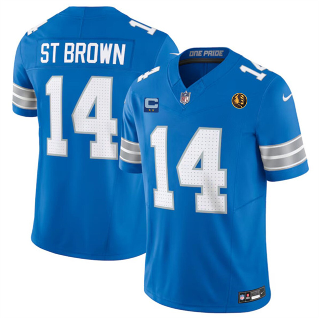 Detroit Lions #14 Amon-Ra St. Brown Blue 2024 F.U.S.E. With John Madden Patch And 2-Star C Patch Vapor Limited Stitched Jersey - Zenithce
