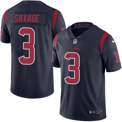 Texans #3 Tom Savage Navy Blue Stitched Limited Rush Nike Jersey - Zenithce