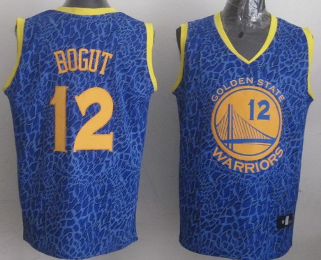 Golden State Warriors #12 Andrew Bogut Blue Leopard Print Fashion Jersey - Zenithce
