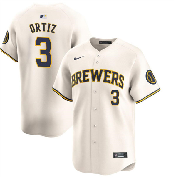 Milwaukee Brewers #3 Joey Ortiz Cream Home Limited Stitched Jersey - Zenithce