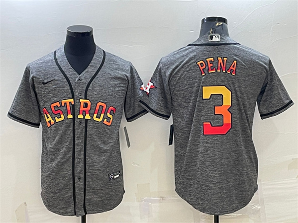 Houston Astros #3 Jeremy Pena Grey Cool Base Stitched Baseball Jersey - Zenithce