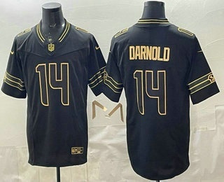 Seattle Seahawks #14 Sam Darnold Limited Black Gold FUSE Vapor Jersey - Zenithce