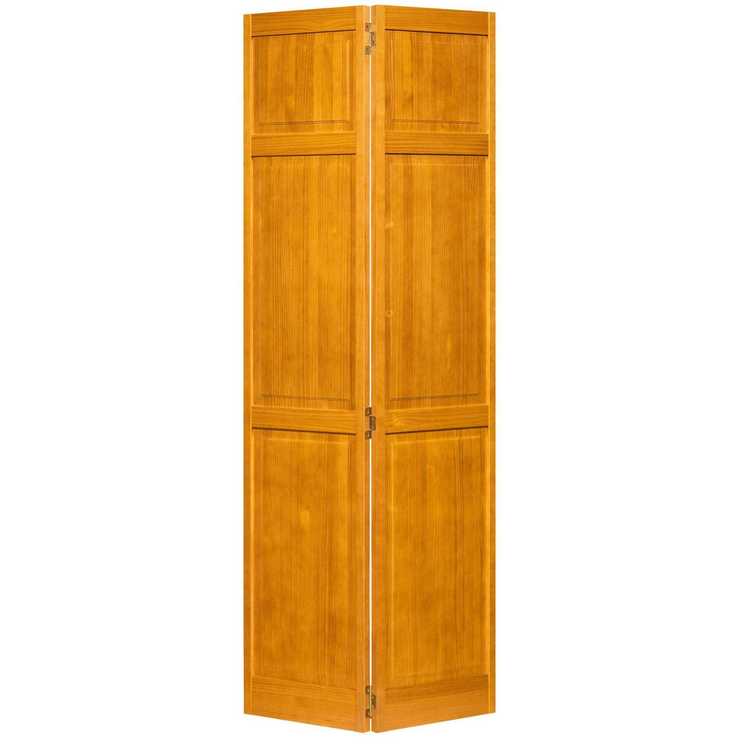 Kimberly Bay 80 in. Traditional Louver Golden Oak Solid Core Wood Bi-Fold Door - Zenithce