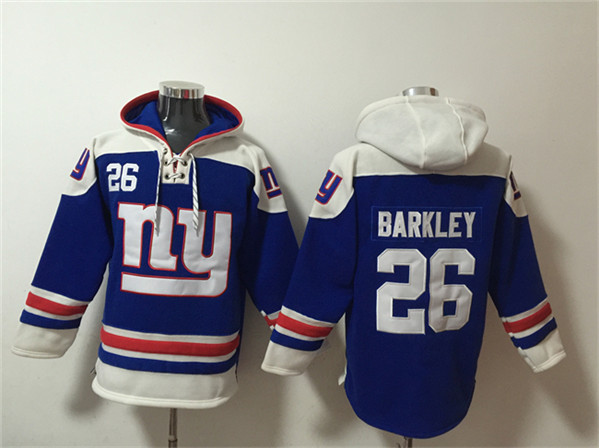 New York Giants #26 Devin Singletary Blue Ageless Must-Have Lace-Up Pullover Hoodie - Zenithce