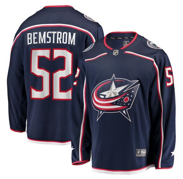 Columbus Blue Jackets #52 Emil Bemstrom Navy Stitched Jersey - Zenithce