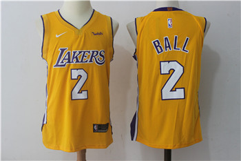 Los Angeles Lakers #2 Lonzo Ball Yellow Stitched Jersey - Zenithce