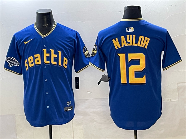 Seattle Mariners #12 Josh Naylor Royal With 2025 AL West Division Champions Patch Limited Stitched jersey - Zenithce