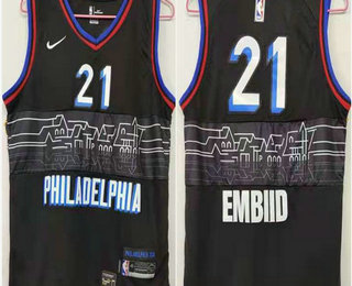 Philadelphia 76ers #21 Joel Embiid NEW Black 2021 Swingman City Edition Jersey - Zenithce