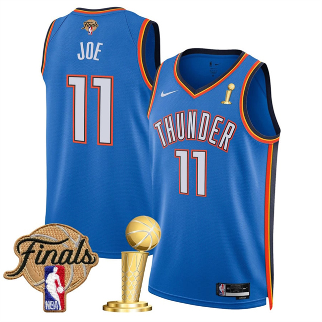 Oklahoma City Thunder #11 Isaiah Joe Blue 2025 Finals Patch And Finals Champions Patch Icon Edition Stitched Jersey - Zenithce