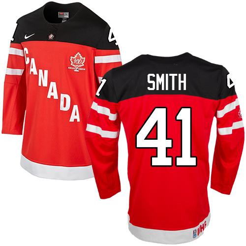 Olympic CA. #41 Mike Smith Red 100th Anniversary Stitched Jersey - Zenithce