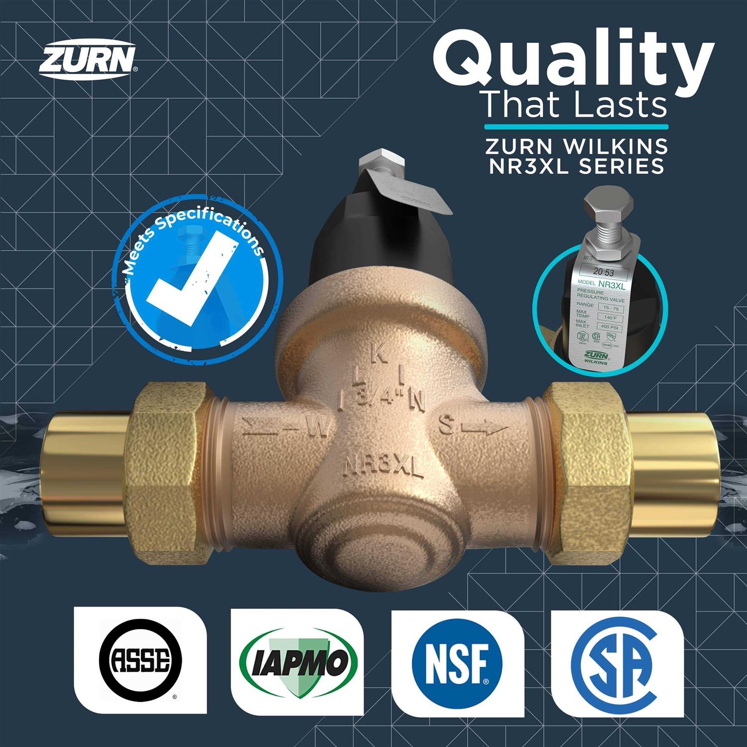 Zurn Wilkins 1-975XL 1 975XL Reduced Pressure Principle Backflow Preventer - Zenithce
