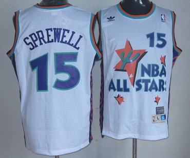 1995 All-Star #15 Latrell Sprewell White Hardwood Classics Soul Swingman Throwback Jersey - Zenithce