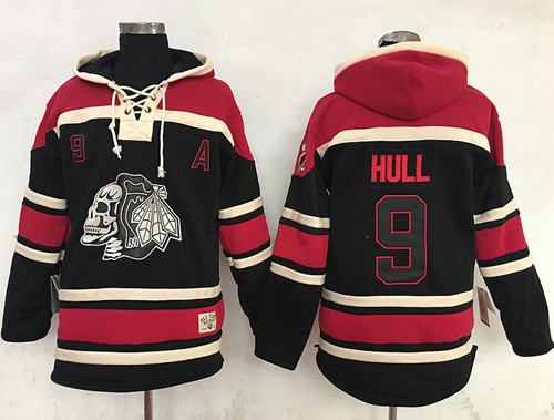 Blackhawks #9 Bobby Hull Black Sawyer Hooded Sweatshirt Stitched Jersey - Zenithce