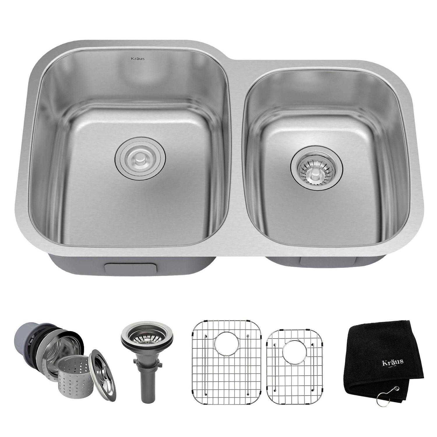 KRAUS 32 Pintura Undermount Porcelain Enameled Steel Single Bowl Kitchen Sink KE1US32GWH - Zenithce