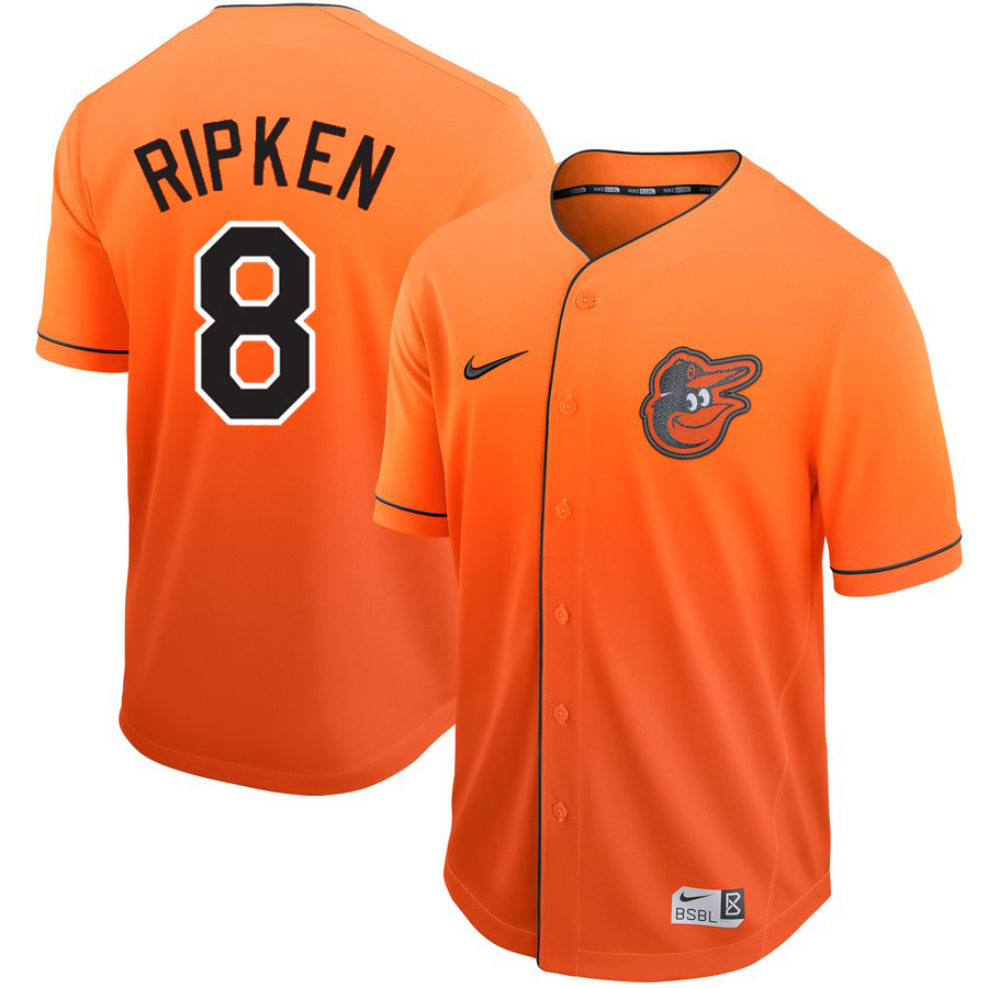 Baltimore Orioles #8 Cal Ripken Jr Orange Fade Stitched Jersey - Zenithce