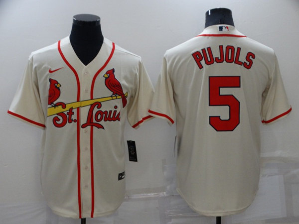 St. Louis Cardinals #5 Albert Pujols Cream Cool Base Stitched Jersey - Zenithce