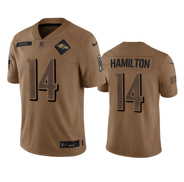 Baltimore Ravens #14 Kyle Hamilton 2023 Brown Salute To Service Limited Stitched Jersey - Zenithce