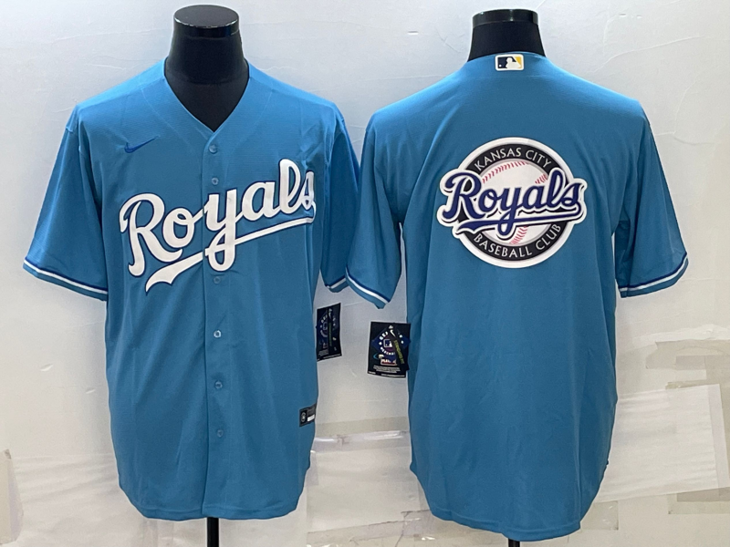 Kansas City Royals Light Blue Team Big Logo Cool Base Stitched Jersey - Zenithce