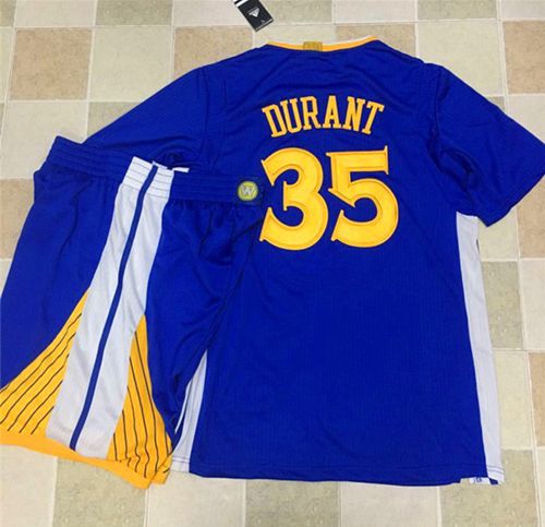 Warriors #35 Kevin Durant Blue Long Sleeve A Set Stitched Jersey - Zenithce
