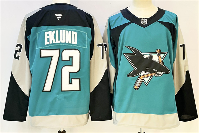 San Jose Sharks #72 William Eklund Teal 2025 Alternate Stitched Jersey - Zenithce