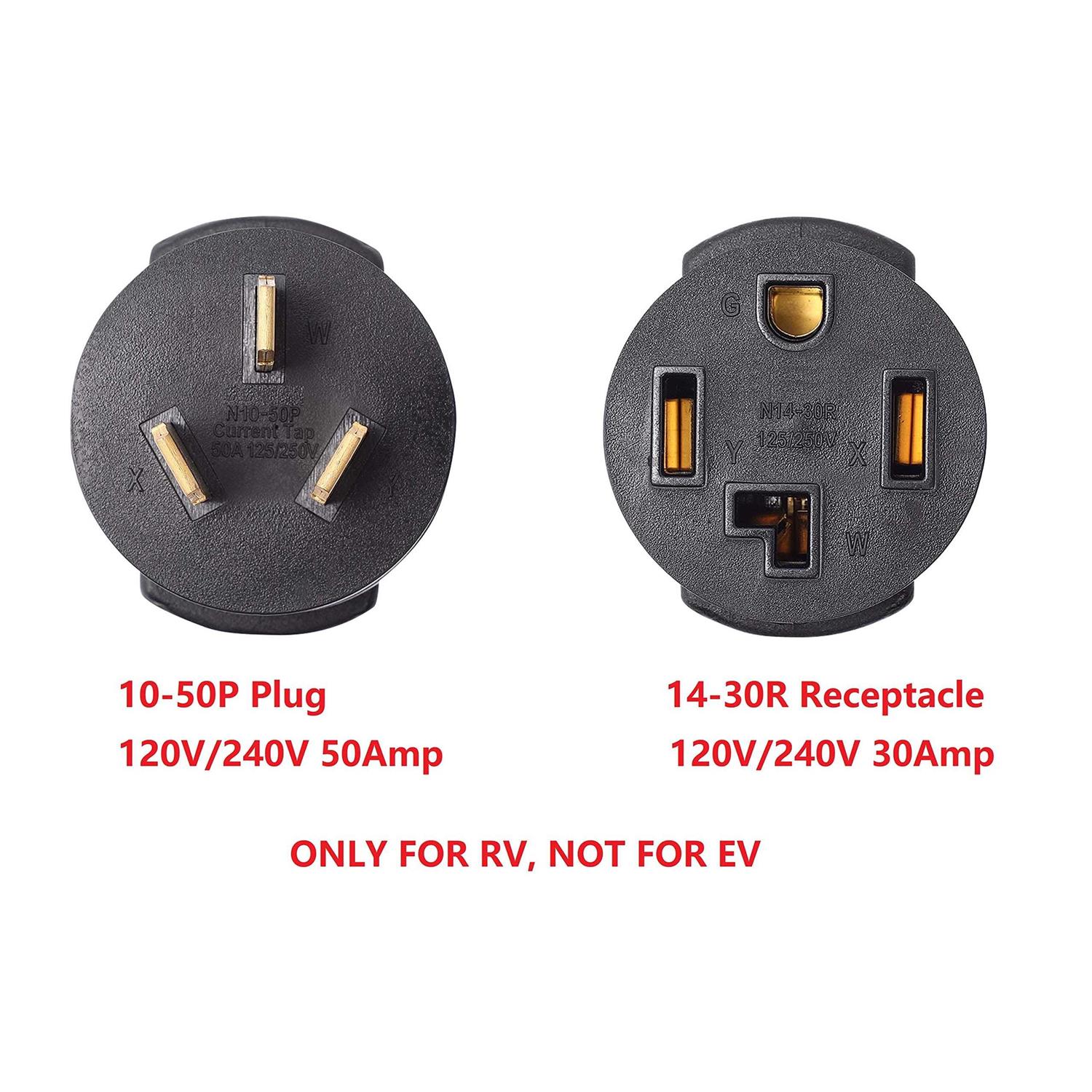 Onetak Nema 10-50p To 10-30r 120v 240v0 Amp 3 Prong Male Plug 3 Female Receptacle Dryer Power Cord Adapter at MechanicSurplus.com - Zenithce