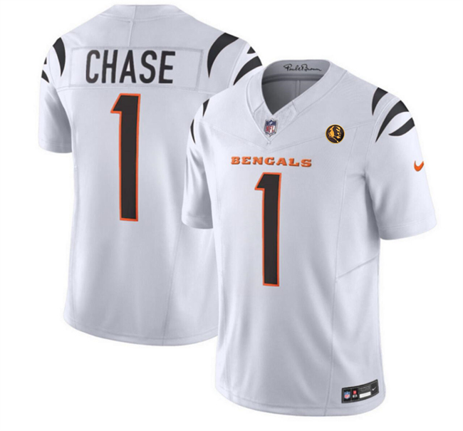 Cincinnati Bengals #1 Ja'Marr Chase White 2023 F.U.S.E. With John Madden Patch Vapor Limited Stitched Jersey - Zenithce