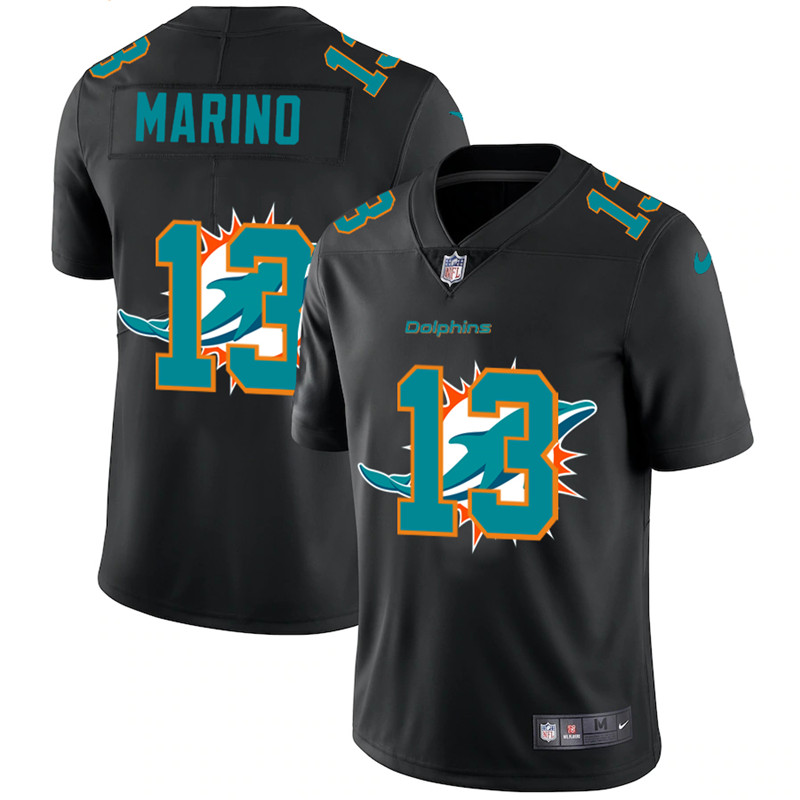 Miami Dolphins #13 Dan Marino Black Shadow Logo Limited Stitched Jersey - Zenithce