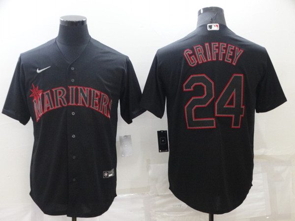 Seattle Mariners #24 Ken Griffey Black Shadow Cool Base Stitched Jersey - Zenithce