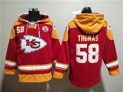 Kansas City Chiefs #58 Derrick Thomas Red Lace-Up Pullover Hoodie - Zenithce