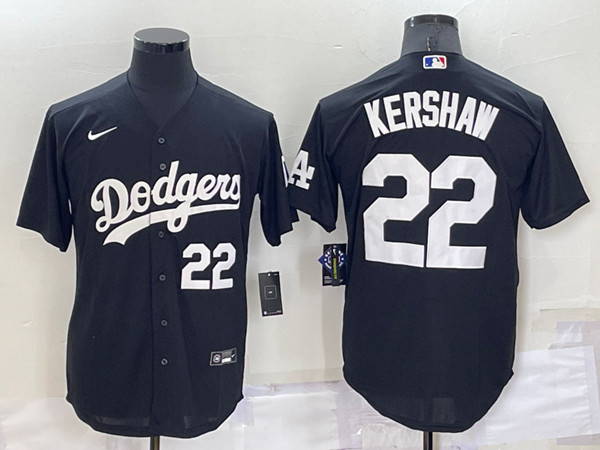 Los Angeles Dodgers #22 Clayton Kershaw Black Cool Base Stitched Baseball Jersey - Zenithce