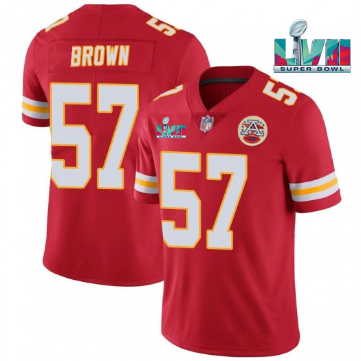 Kansas City Chiefs #57 Orlando Brown Red Super Bowl LVII Patch Vapor Untouchable Limited Stitched Jersey - Zenithce