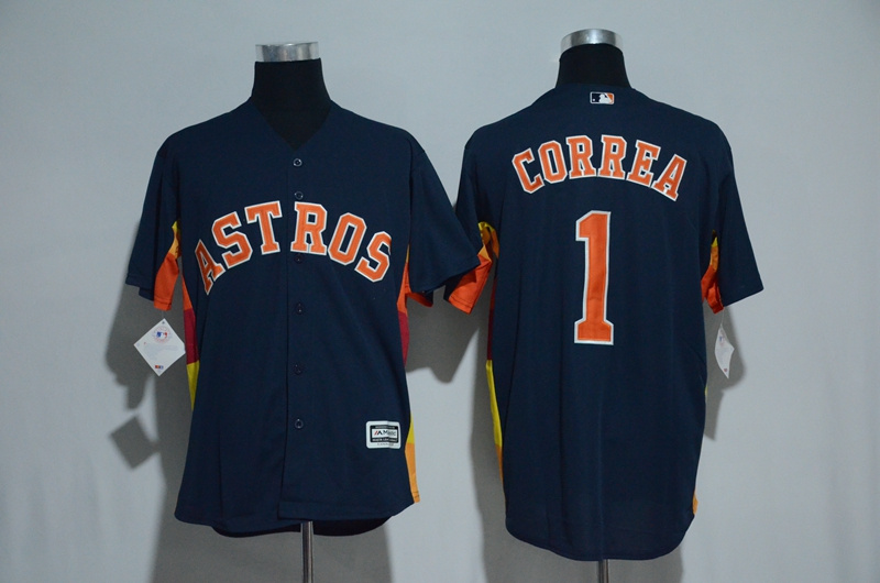 Houston Astros #1 Carlos Correa Majestic Navy Alternate Cool Base Stitched Jersey - Zenithce