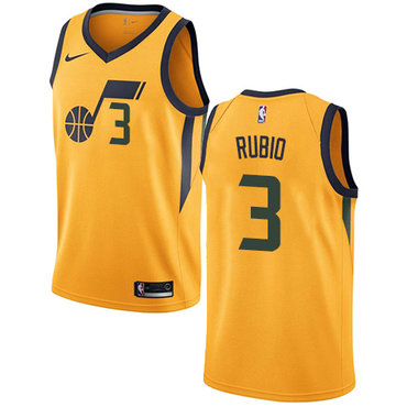 Utah Jazz #3 Ricky Rubio Yellow Swingman Statement Edition Jersey - Zenithce