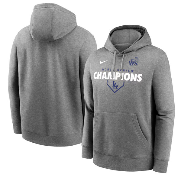 Los Angeles Dodgers Heather Charcoal 2024 World Series Champions Pullover Hoodie - Zenithce