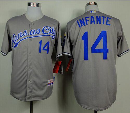 Royals #14 Omar Infante Grey Cool Base Stitched Jersey - Zenithce