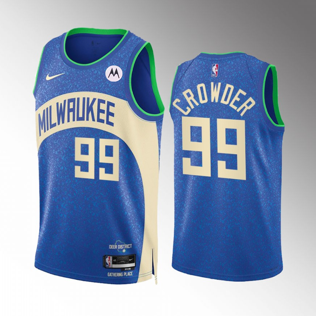 Milwaukee Bucks #99 Jae Crowder Blue 2023-24 City Edition Stitched Jersey - Zenithce
