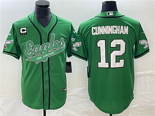 Philadelphia Eagles #12 Randall Cunningham Green With C Patch Cool Base Stitched Jersey - Zenithce