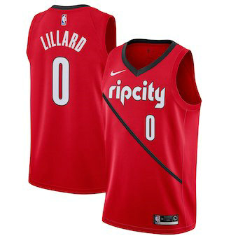 Portland Trail Blazers 0 Damian Lillard Red 2018-19 Swingman Earned Edition Jersey - Zenithce
