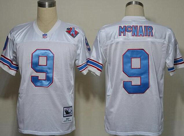 Mitchell And Ness Oilers #9 Steve McNair White Throwback Stitched Jersey - Zenithce